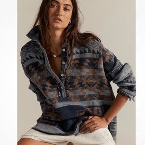 Free People We The Free Arizona Sky Pullover Indigo Sky Combo